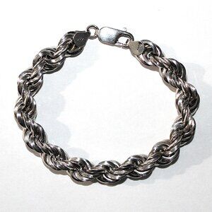 Sterling Silver Rope Chain Bracelet 16 Grams 7.5 Inches